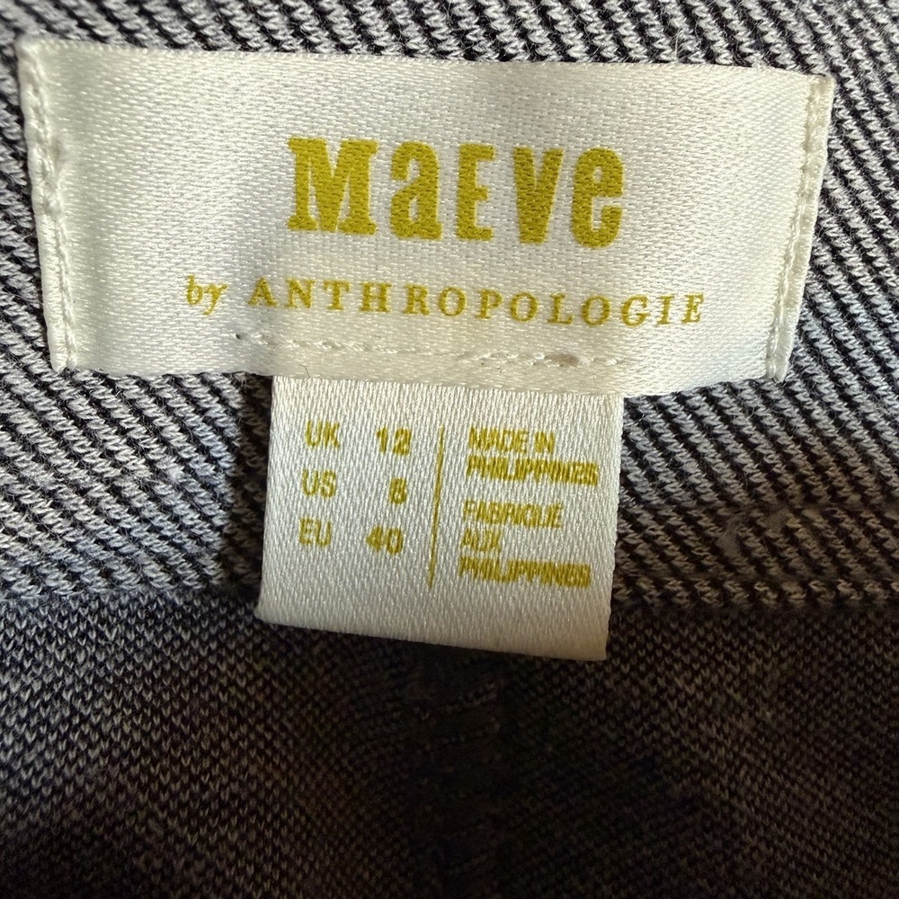 ANTHROPOLOGIE Gray Ankle Pants Size 8 Split Hem Seamed Flare Patch Pocket - Picture 4 of 9